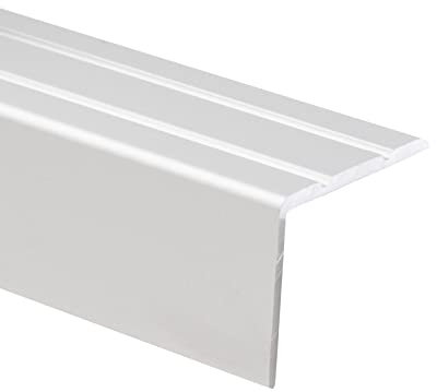 KARAT Stufenkantenprofile selbstklebend oder vorgebohrt mit Montagematerial - Treppenkantenprofile Winkelprofile (Winkelprofil, Silber, 1000x24,5x20 mm, Selbstklebend)