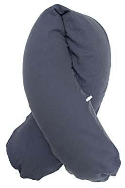 Blausberg Baby - Musselin Stillkissen-BEZUG 190x38cm mit Nestbau-Funktion, z.B. für Das Original von Theraline - Materialien Oeko-TEX Standard Zertifiziert (Dunkelgrau)