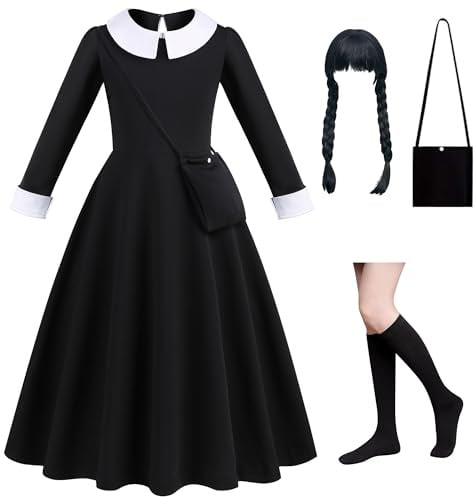 Wioleta Prinzessin Kleid MäDchen, Halloween KostüM Kinder, Schwarzes Kleid | Geeignet für AnläSse Wie Halloween, Weihnachten, Welttag Des Buches, Karneval, Geburtstagsfeiern, KostüMpartys Usw