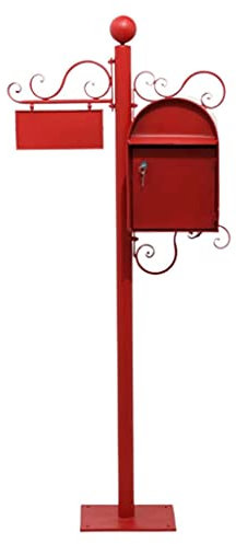Vintage Iron Postbox, Large-Capacity Standing Mailbox with Retro Style Design - Perfect for Home Decoration or Letter Storage.