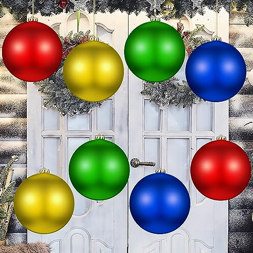 Jenaai Große Weihnachtskugeln, riesig, glänzend, extra große Kugeln mit Schnur und Kappe für Rasen-Hof-Dekoration (mehrfarbig, 8 Stück)