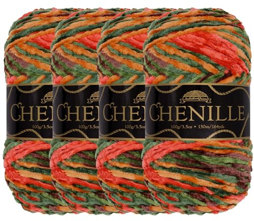 JubileeYarn Chenille Yarn - Worsted Polyester - 100g/Skein - Valhalla - 4 Skeins