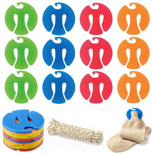 Lot de 48 Pince a Linge,Pinces à Chaussettes,Machine à Laver, Pinces à Chaussettes Colorées, Support de Chaussettes avec Corde de 5 m, Support de Chaussettes en Plastique