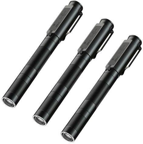 POCKETMAN LED Pen Torch Mini Flashlight Pocket Clip Waterproof Powered by by Type-C USB Charging for Outdoor Gear for Hiking, Camping, Hunting, Fishing (3 Pack)