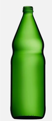 HWS - Botella de aceite (1000 ml, cristal verde, con cierre de rosca con boquilla)