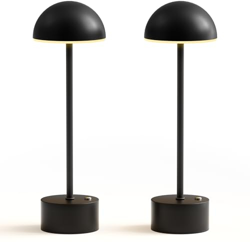 tomons LED Tischlampe Dimmbare Kabellose,2 Stück LED Nachttischlampe mit Touch, 2er Set Akku Leselampe, Tischleuchte für Garten, Esstisch, Schlafzimmer und Studium