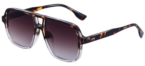 Trendy Pilot Sonnenbrille für Frauen Männer Retro Square Double Bridge Form Oversize Square Frame