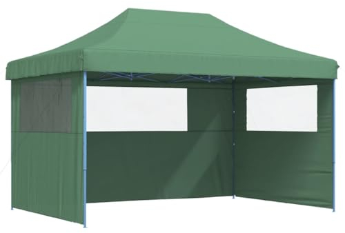 vidaXL Partyzelt, Gartenzelt Faltbar Pop-Up, Faltpavillon mit 3 Seitenteilen, Pavillon für Hochzeit Festival Party, Faltzelt Gartenpavillon, Grün