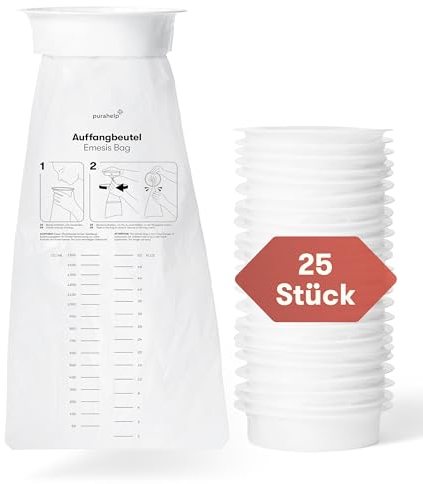 Spuckbeutel 1500 ml (25 Stück) - Kotzbeutel mit Ring - Kotztüten für Auto & Kinder - Praktische Spucktüten für Reisen & Notfälle - Robuste Brechbeutel für Unterwegs