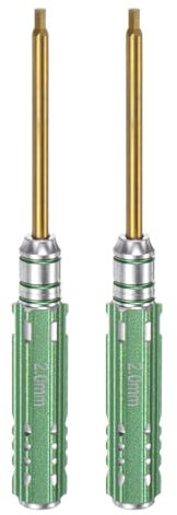 sourcing map 2pcs RC Hex Screwdriver 2mm Mini Titanium Hexagon Screwdrivers Wrench RC Hex Driver Repair Tool for Models Car Helicopter Boat, Green