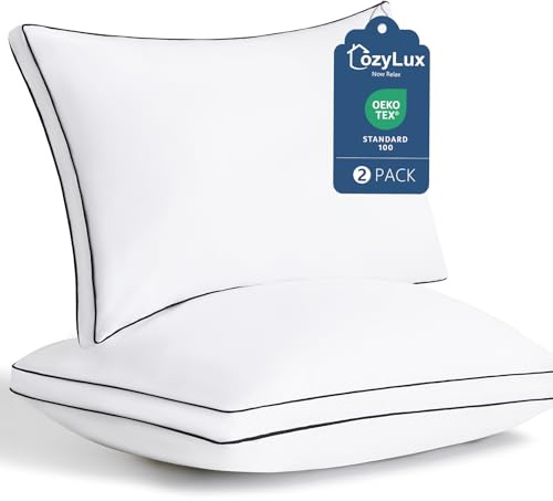CozyLux Pillows Queen Size Set of 2, Soft and Supportive 3D Down Alternative Bed Pillow for Sleeping 2 Pack White, Luxury Hotel Quality Gusseted Bedding Pillow for Back, Stomach or Side Sleepers 18x28