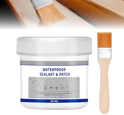 POWZOO 100g Impermeabilizante Transparente,Sellador Invisible Impermeable,Pegamento Impermeable Con Cepillo,Sellador fugas agua,Sellador Impermeable Transparente para Interiores y Exteriores.