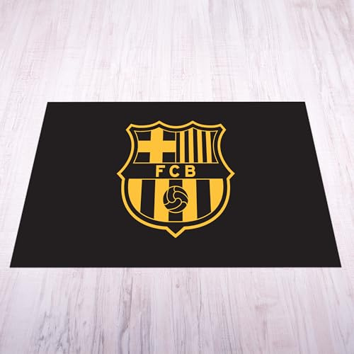Licensed Décor FC Barcelona Matte – Extra groß (200 cm (B) x 150 cm (H) – gelbes Wappen auf Schwarz