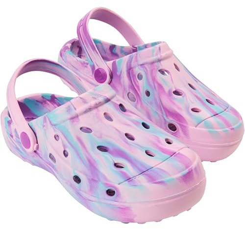 CityComfort Clogs for Girls Garden Shoes Tie Dye Summer Slip On with Strap for Beach Pool Indoor Outdoor Holiday Essentials