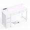 MUTUN 120CM Computer Desk with 5 Fabric Drawers, Gaming Desk with LED Lights & Power Outlets, Home Office desk with Monitor Stand, Work Desk with USB Charging Port, White
