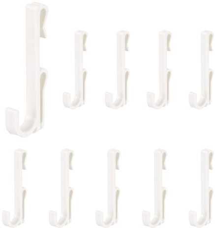 sourcing map 10 Grid Wall Hooks, 2.8 Inch Grid Wall Panel Plastic Utility Hook, Shelf Hooks for Garage Store Warehouse Shop Home Hanging, White