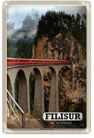 Blechschild | Filisur Schweiz | Landwasserviadukt | Nostalgie | 30 cm x 40 cm