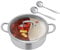 KANBCNG Casserole avec cuillère/cuillère à lécher, casserole à 2 compartiments - Poêle divisée avec couvercle en verre et séparateur pour restaurants, ménages - 30 cm - Diamètre intérieur : 29 x 9,5