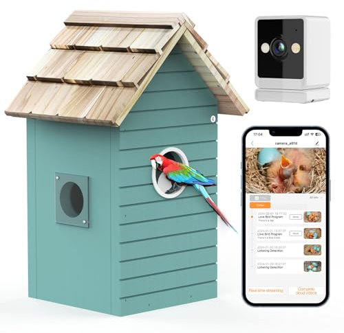 LASTO0LS Smart Bird House, Vogelfütterung mit Kamera - Ai Vogelart Identifizierung, 1080P HD Fotos, Innen 2.4G-Wi-Fi, 1.5In Fokus