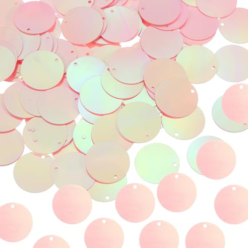sourcing map 100 paillettes rotonde piatte da 30 mm, sfuse, per cucito, artigianato, cucito, con foro laterale singolo, per fai da te, ricamo, abbigliamento, creazione di gioielli, colore rosa scuro