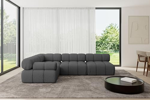 ALTDECOR Modulares Sofa Ecksofa in L-Form Corner modular Sofa Eckcouch Couch Wohnlandschaft Cauchsofa Polstersofa Mende-L2-285x190x70 cm Grau