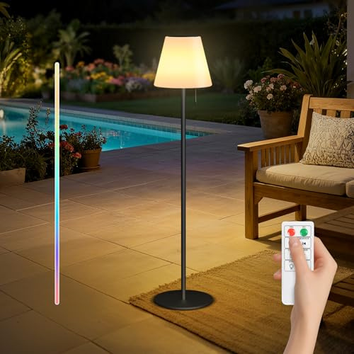 MALUX Lampada da terra a energia solare, senza fili, con sensore di luce, IP44, impermeabile, altezza 147 cm, altezza regolabile, lampada da terra solare per esterni, lampada da terra per decorazioni