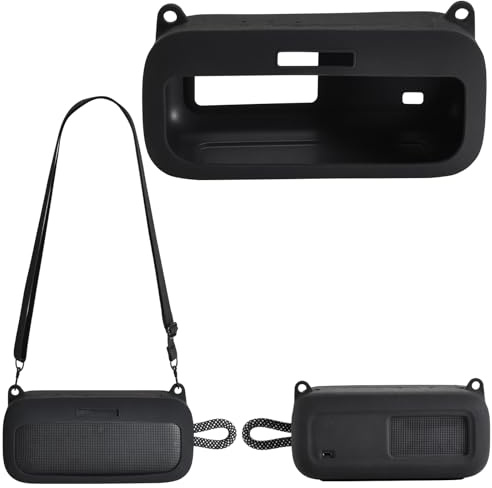 Hzycwgone Tasche für Bose Neu SoundLink Plus Bluetooth-Boombox,Reise Silikon Schutzhülle Zubehör Case w/Schultergurt für Bose Soundlink Plus(Schwarz Silikonhülle)