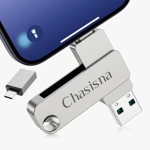 Chasisna Cle USB Phone Stockage 256 Go avec Connecteur Type C e USB t i OS | Clé USB iPhone pour Transfert De Photos et Vidéos Cle USB pour iPhone1Pad,Tablette, PC et Android – sans Application Requise