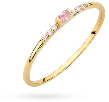 MARKO Echtgold 333 (8 Karat) Damenring – Goldring mit rechteckigem Stein in 6 Farbvarianten | Vielseitiger Vorsteckring, Verlobungsring | Echt Gold Ring für Freundin