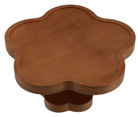 ZUNOXAZ Plateau Bois Décoratif avec Pied Forme Fleur Dentelle Organiseur Élégant pour Bijoux Bougies Aromathérapie et Petits Objets Centre de Table Raffiné