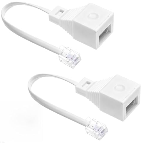 llikknve 2 Pcs RJ11 to BT Socket Adapter, 4-Wire Female Voice Converter for Phone, Modem, Router & Printer, BT Digital Voice Adapter Phone to Ethernet, 10cm Cable Length