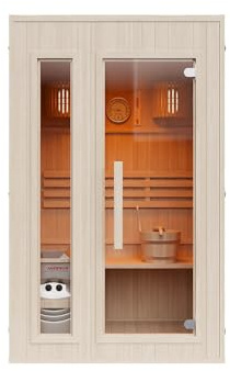 Vente-unique - Sauna finlandais avec poêle - 2 Places - L120 x P120 x H190 cm - ULVILA