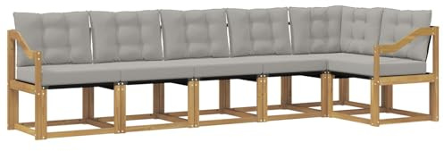 vidaXL Outdoor-Sofagarnitur mit Kissen 6 pcs Weiß und Hellgrau, Gartenlounge, Moderne Sofas für draußen, strapazierfähige Sitzgruppe für Terrasse, Perfekter Komfort