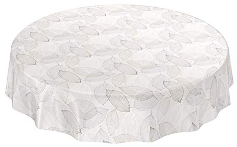 ANRO Wachstuchtischdecke Wachstuch Wachstischdecke Tischdecke abwaschbar Abstrakt Stimmung Laub Grau Rund 120cm