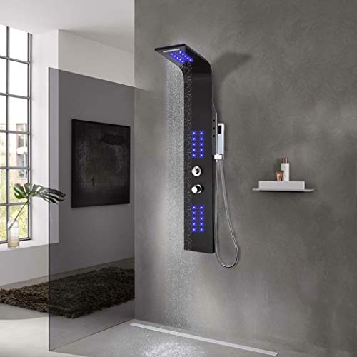 vidaXL Panneau de Douche Aluminium 20 x 44 x 130 cm Noir Colonne de Douche