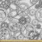 ABAKUHAUS Steampunk Gewebe als Meterware, Grau-Ton-Getriebe-Design, Schön Gewebten Stoff für Polster und Wohnaccessoires, 1M (148x100cm), Weiß und Grau