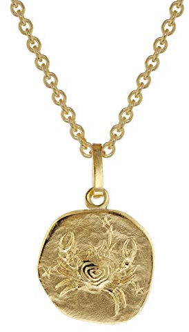 trendor Sternzeichen für Kinder Krebs Gold 333 Anhänger + Halskette Tierkreiszeichen, liebevoller Halsschmuck für Mädchen und Jungen, 75905-07