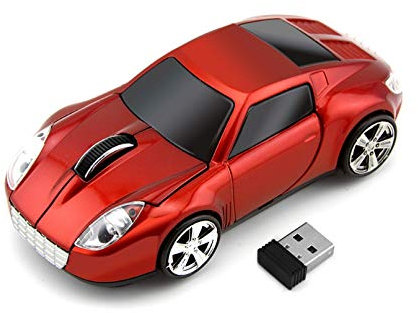 KLEIN Design CM0023 Kabellose Maus, Sportwagen Design, 2.4 GHz Verbindung via Nano-USB-Empfänger, Optischer Sensor, Für Links- und Rechtshänder, in Farbe rote.