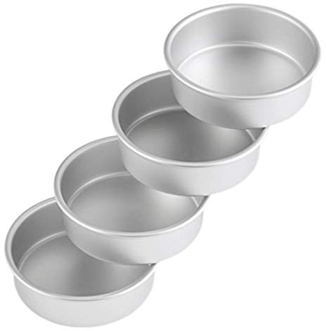 Camisin de 4 moldes pequeños para tartas de 10 cm, moldes redondos para hornear para pizza, quiche y saludable