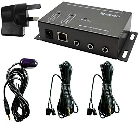 SZBJ IR Repeater,IR Remote Repeater, Infrarot-Fernbedienungs-Extender-Kit,Zwei Doppelkopf-IR-Emitter BD104