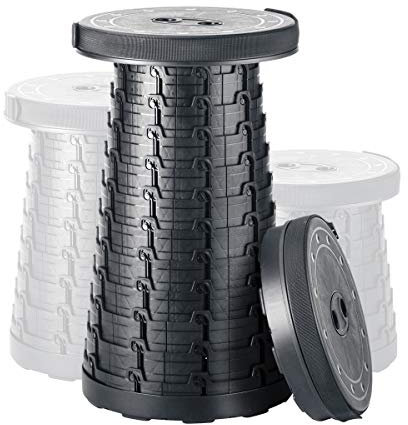 Booxihome Portable Telescopic Stool, 4th Generation Folding Stool Camping Lightweight Stool Seat for Outdoor Camping BBQ Fishing Hiking Gardening Indoor, Maximum Load 400 lbs (Black)