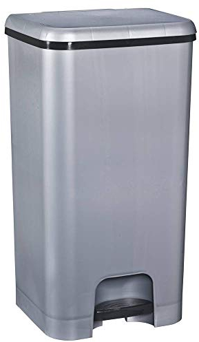 COM-FORT HOUSE | Cubo de Basura con Pedal | Capacidad de 37 litros | Reciclaje | Color Plata | Limpieza Fácil |