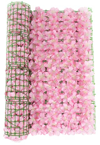 QYIQis Sichtschutz,künstliche Pflanze,Kunstpflanze Wand Garten Sichtschutzhecke Efeu künstliche Hecke Hängepflanzen für Garten Hochzeit Garten Wanddekoration inkl Kunststoff Spalier 1 * 0.5M (Rosa)