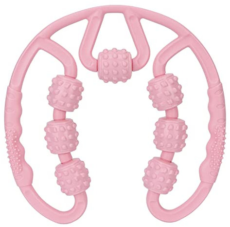 Rouleau Musculaire, Rouleau de Massage Anti-cellulite 360 ° 7 Roues Massage Musculaire Tout en Rondeur Soulager les Douleurs Musculaires Rouleaux pour Mollet Cuisse Bras Jambes Rose