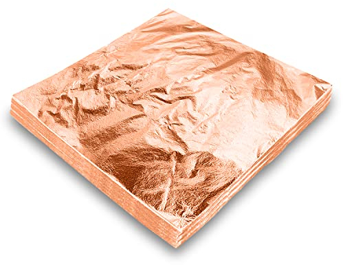 xQzit 100 PCS Copper Leaf Sheets | 14x14cm Copper Foil Sheets for Gilding, Nails, Art & DIY Crafts | Copper Foil Paper Ideal for, Furniture, Home Decoration & Canvas Projects