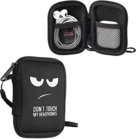 kwmobile In-Ear Kopfhörer Tasche kompatibel mit in-Ear Headphones - Hülle Neopren Cover Case - 6 x 9 cm Innenmaße - Etui in Weiß Schwarz Schwarz