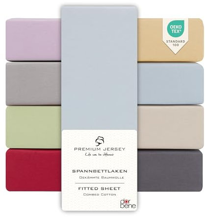 DarBene Kinder Spannbettlaken 70x140 Premium 2er Set, Jersey 100% gekämmte Premium Baumwolle, atmungsaktiv, superweiches Bettlaken, Oeko-TEX, Hellblau