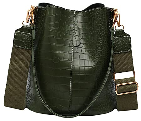 ANNI RIEL Leder-Eimertasche, Crossbody-Tasche für Damen, modisch, klassisches Krokodilmuster, große Umhängetasche, Handtasche, Geldbörsen