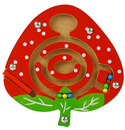 Andux Mini Wooden Magnetisches Labyrinth an Bord Spiel für Kinder MGYX-01(Erdbeere)