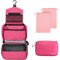 Larkumio Kulturbeutel Herren Damen zum Aufhängen, Kulturtasche Waschtasche Kosmetiktasche Männer Waschbeutel Toiletttasche Groß mit Handhaben, 1 Toiletry Bag + 2 Kordelzug Tasche, Rosenrot